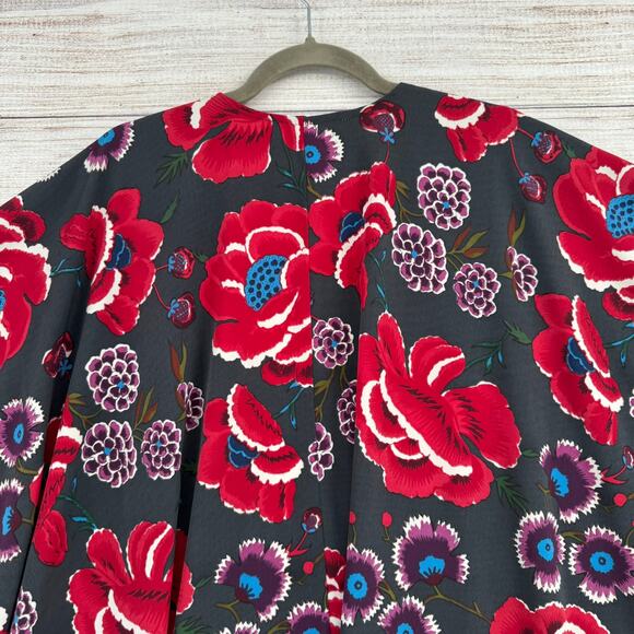 By Together Floral Open Front Kimono Top Womens Medium Gray Red Purple - Picture 4 of 10
